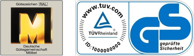RAL Golden M, TÜV Rheinland, GS geprüfte Sicherheit